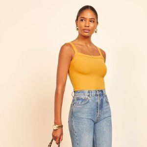 XS Reformation Rochelle Top in Ochre